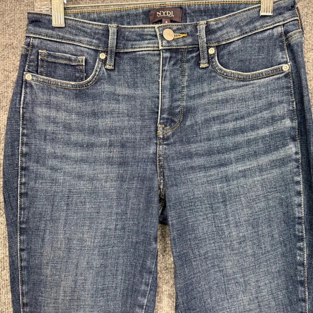 NYDJ Jeans‎ Womens 4 Blue Marcel Straight Crop Medium Wash Lift Tuck Ankle Zip